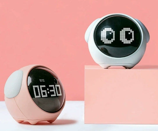 Cartoon Alarm Clock with Temperature Display, Bedside Night Light  Alarm Clock
