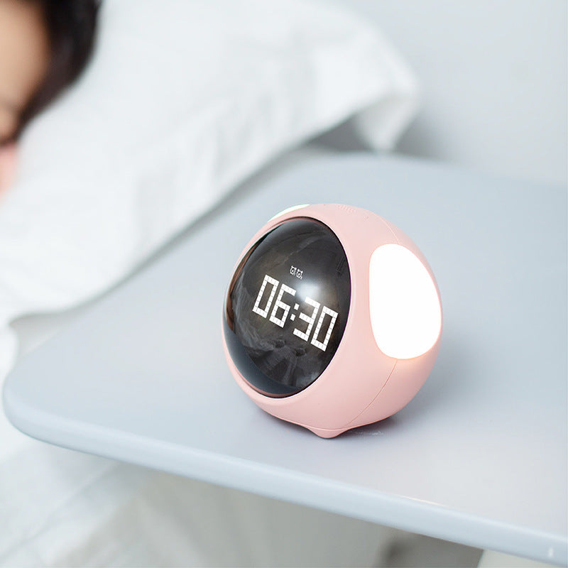 Cartoon Alarm Clock with Temperature Display, Bedside Night Light  Alarm Clock