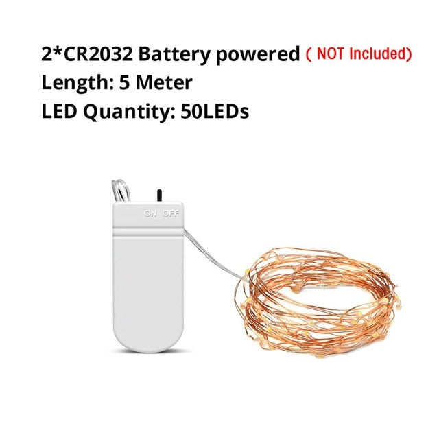 2m 5m 10m Copper Wire Cabinet Lamp Bookcase Decoration LED Light Flexible String Lamp Christmas Wedding Party Indoor Lighting