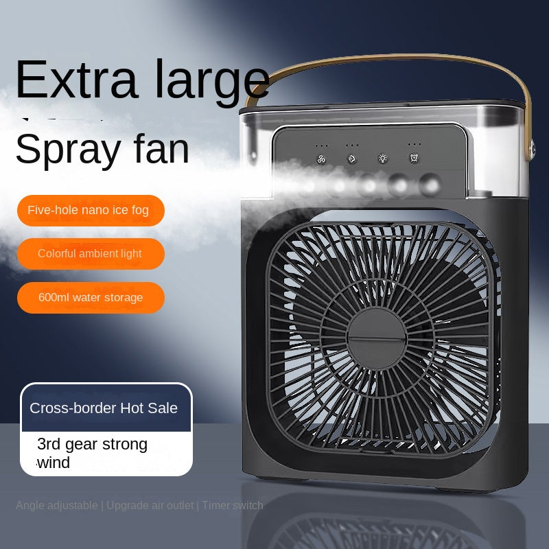 Five-Hole Mist Fan, Multi-Functional Household Office Desktop Humidifier, Cooling Fan with Light, Plug-in Humidifier