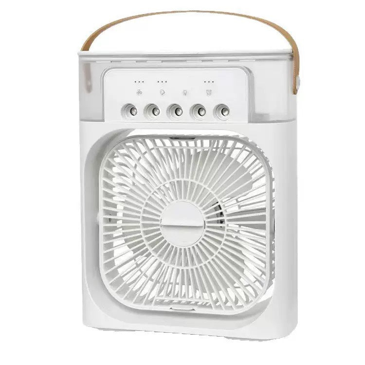 Five-Hole Mist Fan, Multi-Functional Household Office Desktop Humidifier, Cooling Fan with Light, Plug-in Humidifier