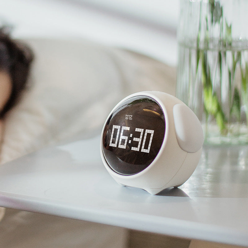 Cartoon Alarm Clock with Temperature Display, Bedside Night Light  Alarm Clock