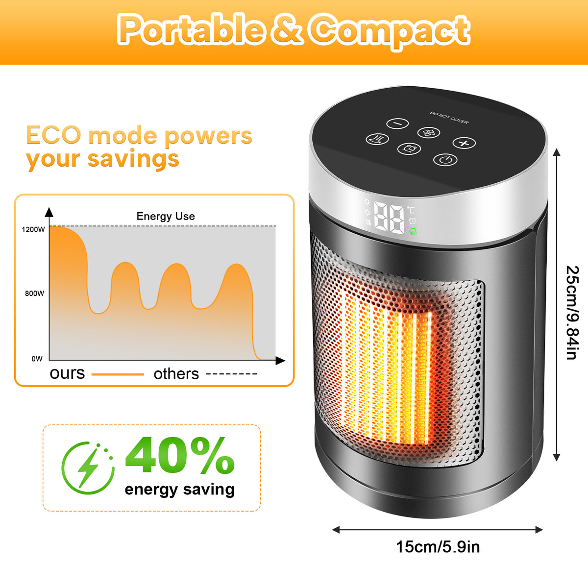 Home touch screen remote control heater desktop electric heater small solar heater