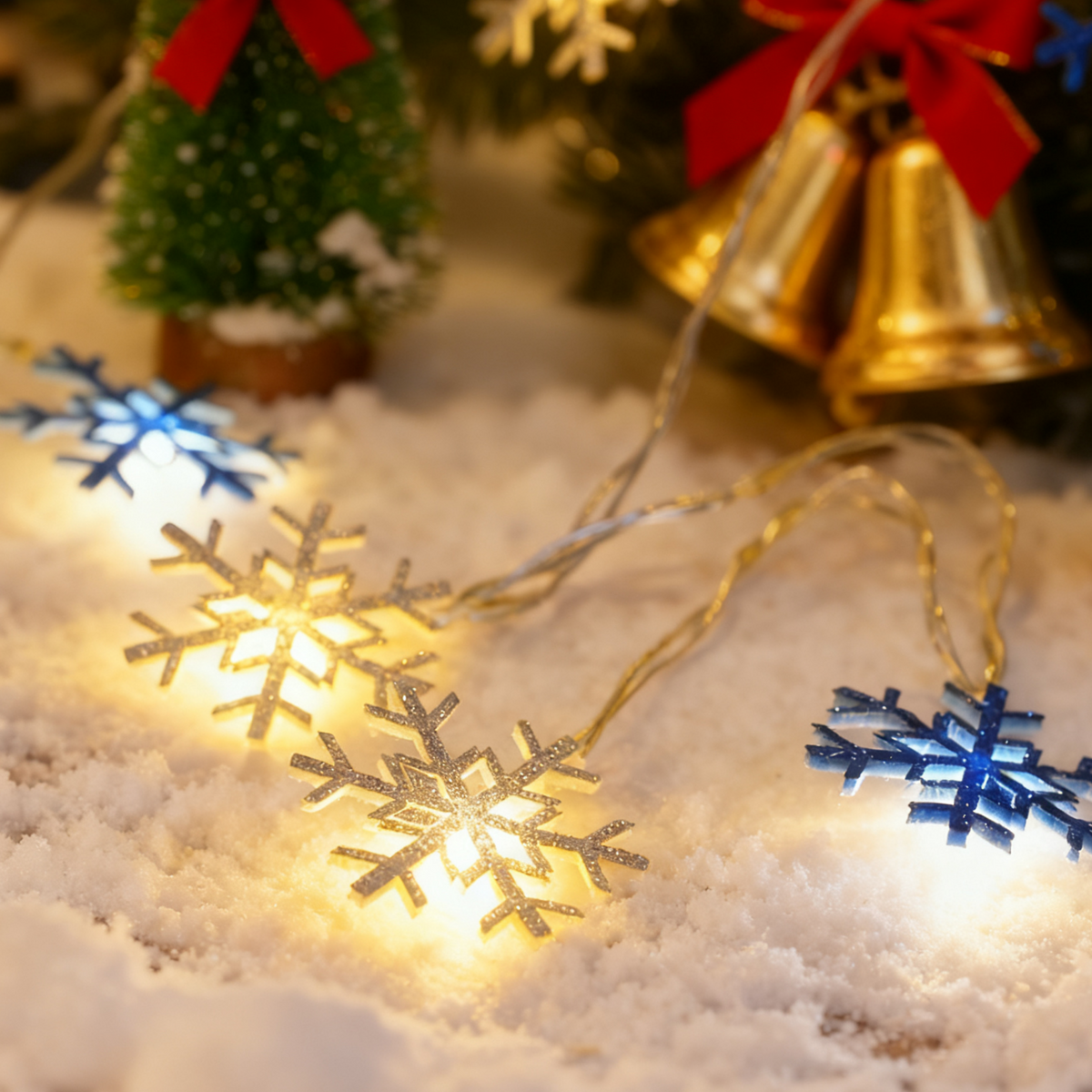 Non woven snowflake Christmas light LED string